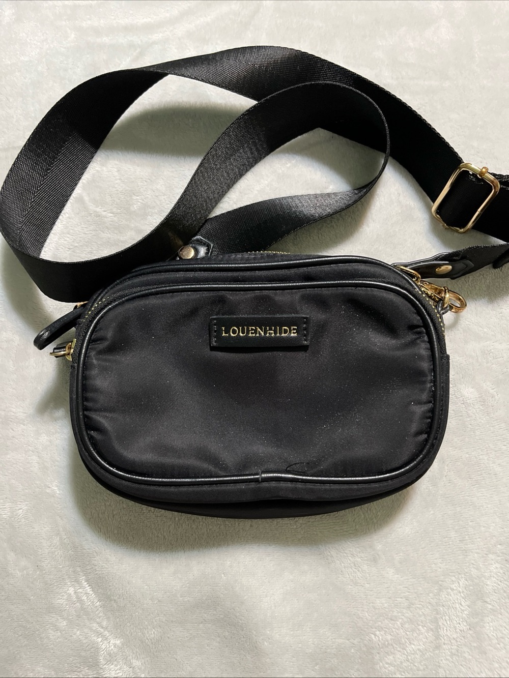 Louenhide Cali Nylon Leather Trim Small Crossbody Bag Zipper